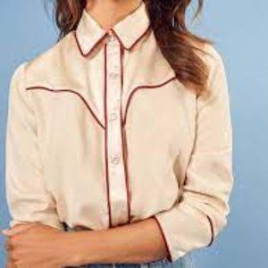 Reformation Juno "Cowboys Make Better Lovers" Long Sleeve Blouse
